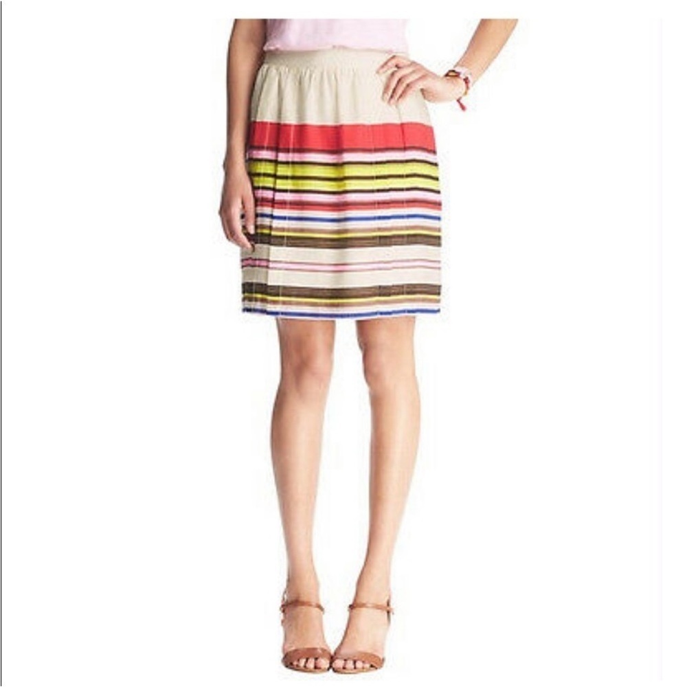 LOFT Multicolor Striped Pleated Skirt - Size 8